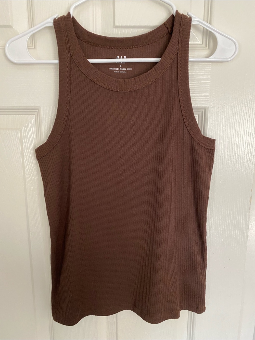GAP Women’s Dark Brown High Neck Ribbed Tank Top
